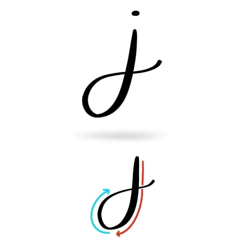 Letter J. Basic Calligraphy J: Uppercase, Lowercase, Strokes & Practice