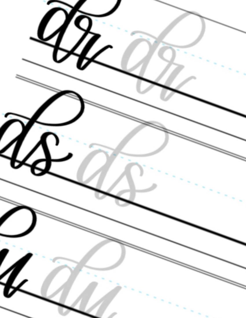 Lowercase Calligraphy Printable Letter Pairs DR DS