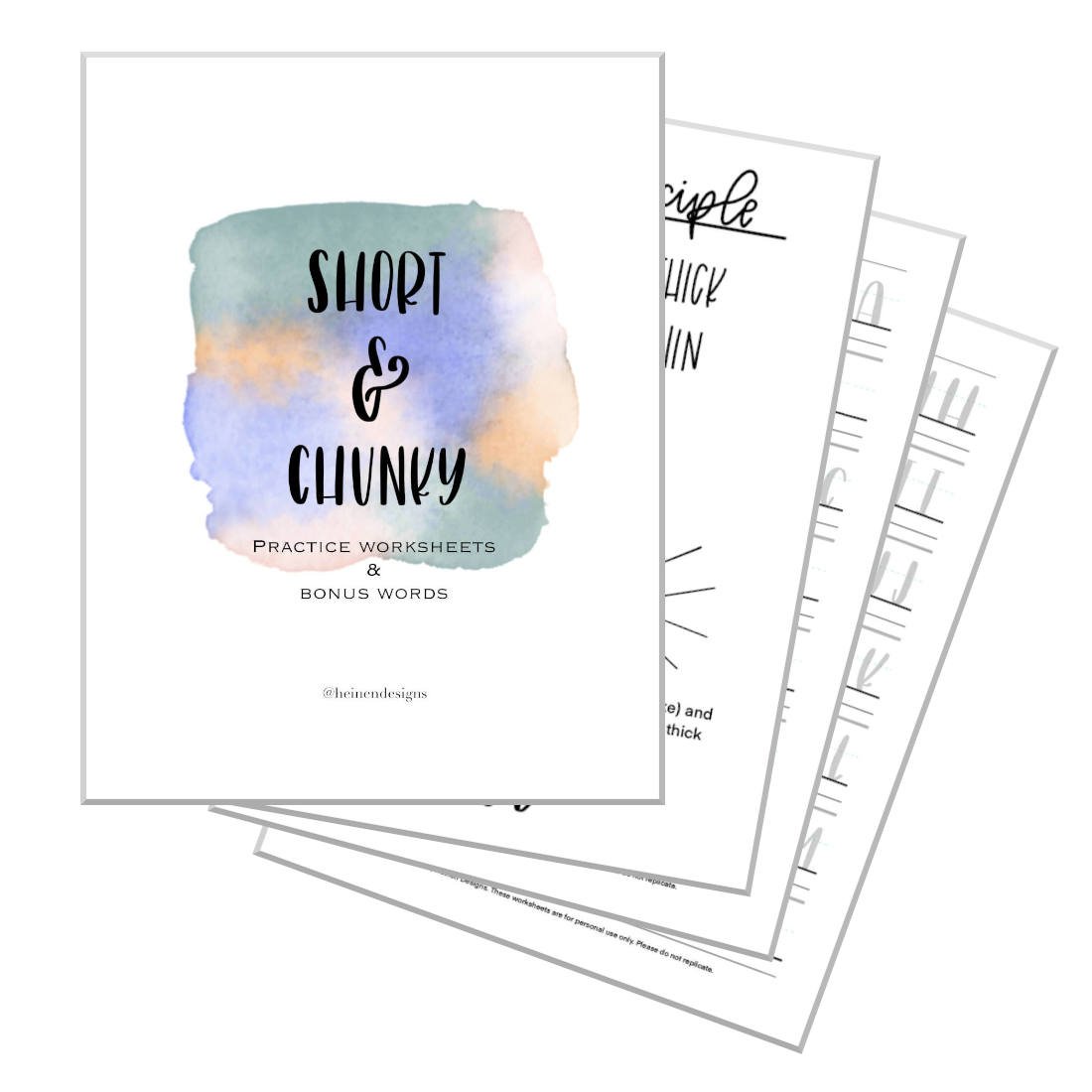 Short Chunky Modern Calligraphy Worksheets