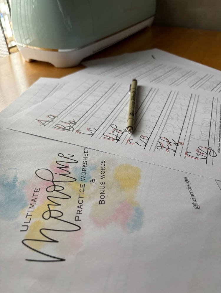 Monoline Calligraphy Pages Printed Out Tombow Pen