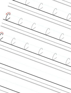 Monoline Lowercase c Calligraphy Book Page