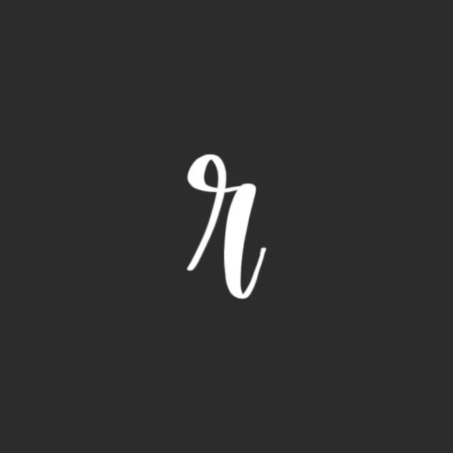 Lowercase Brush Letter r White on Black