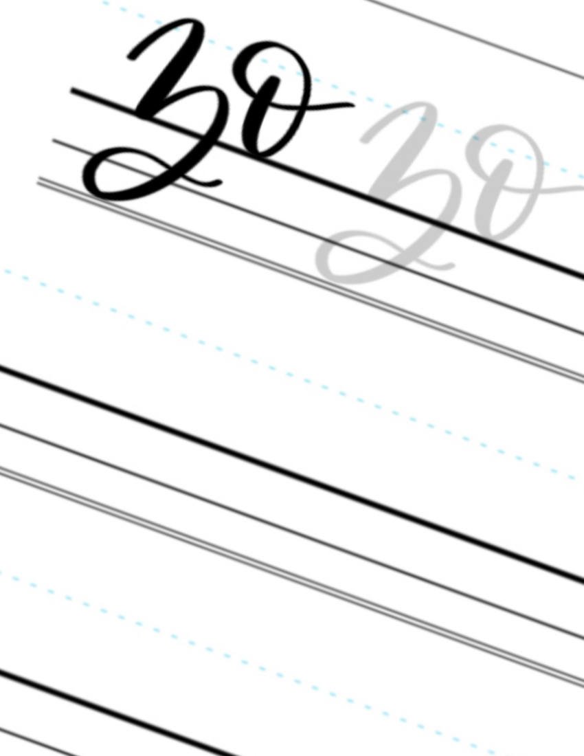 Lowercase Calligraphy Printable Letter Pairs ZO