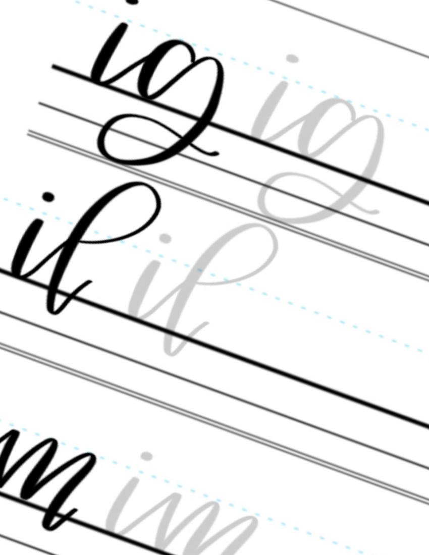 Lowercase Calligraphy Printable Letter Pairs IG IL