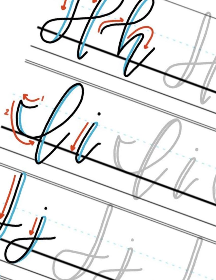 H-I-J Faux Calligraphy Practice