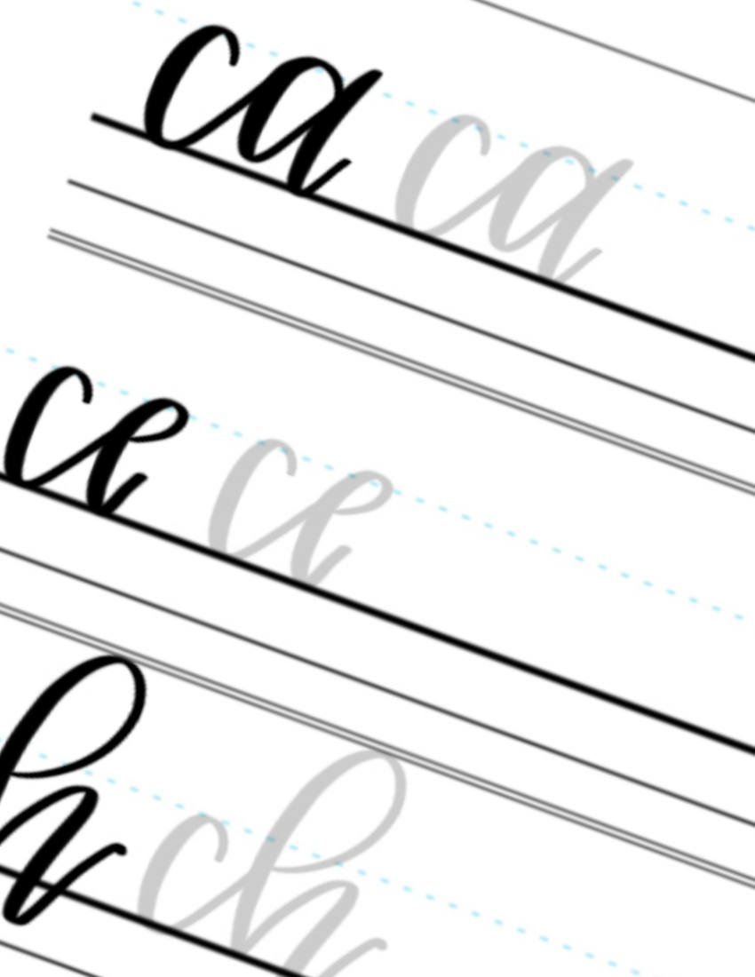 Lowercase Calligraphy Printable Letter Pairs CA CE