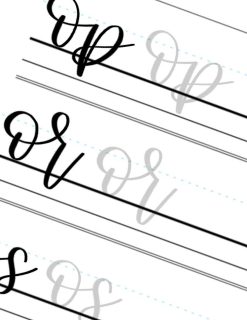 Lowercase Calligraphy Printable Letter Pairs OP OR