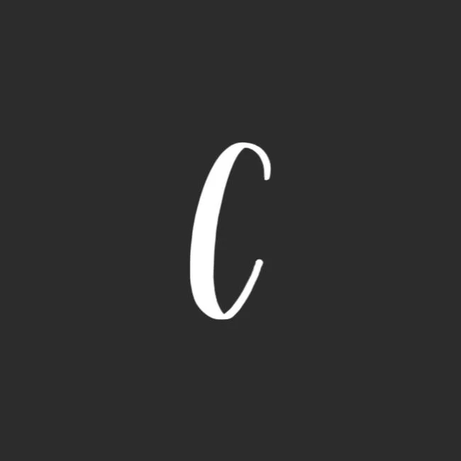 Uppercase Brush Letter C White on Black