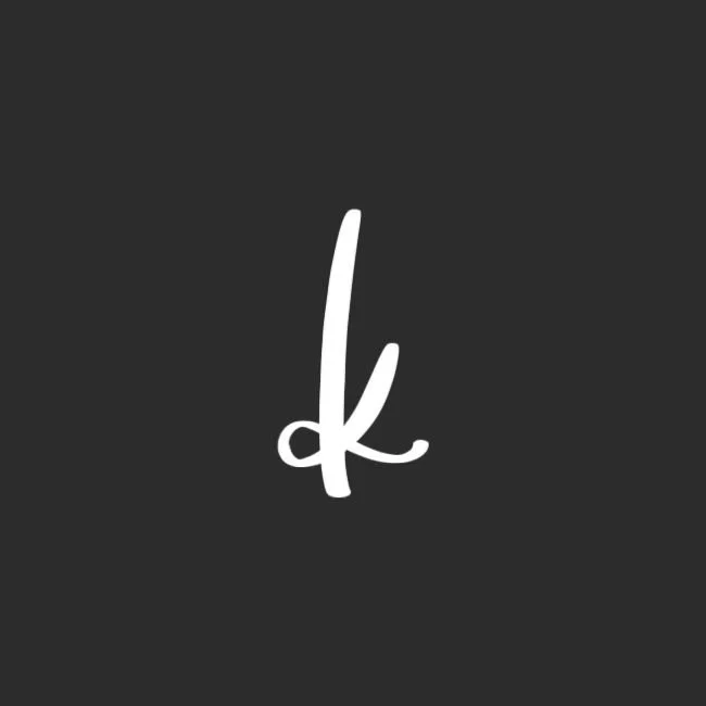 Lowercase Brush Letter k White on Black