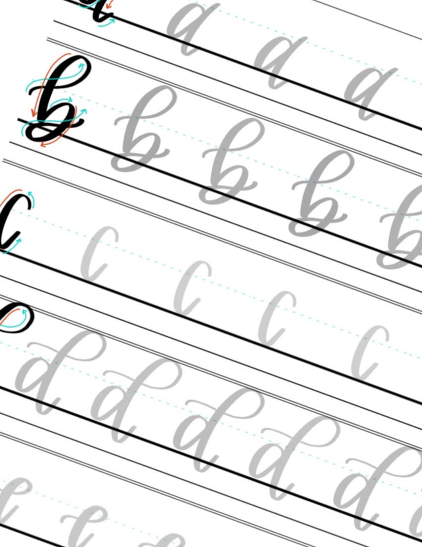 A-B-C-D Lowercase Lettering Printable