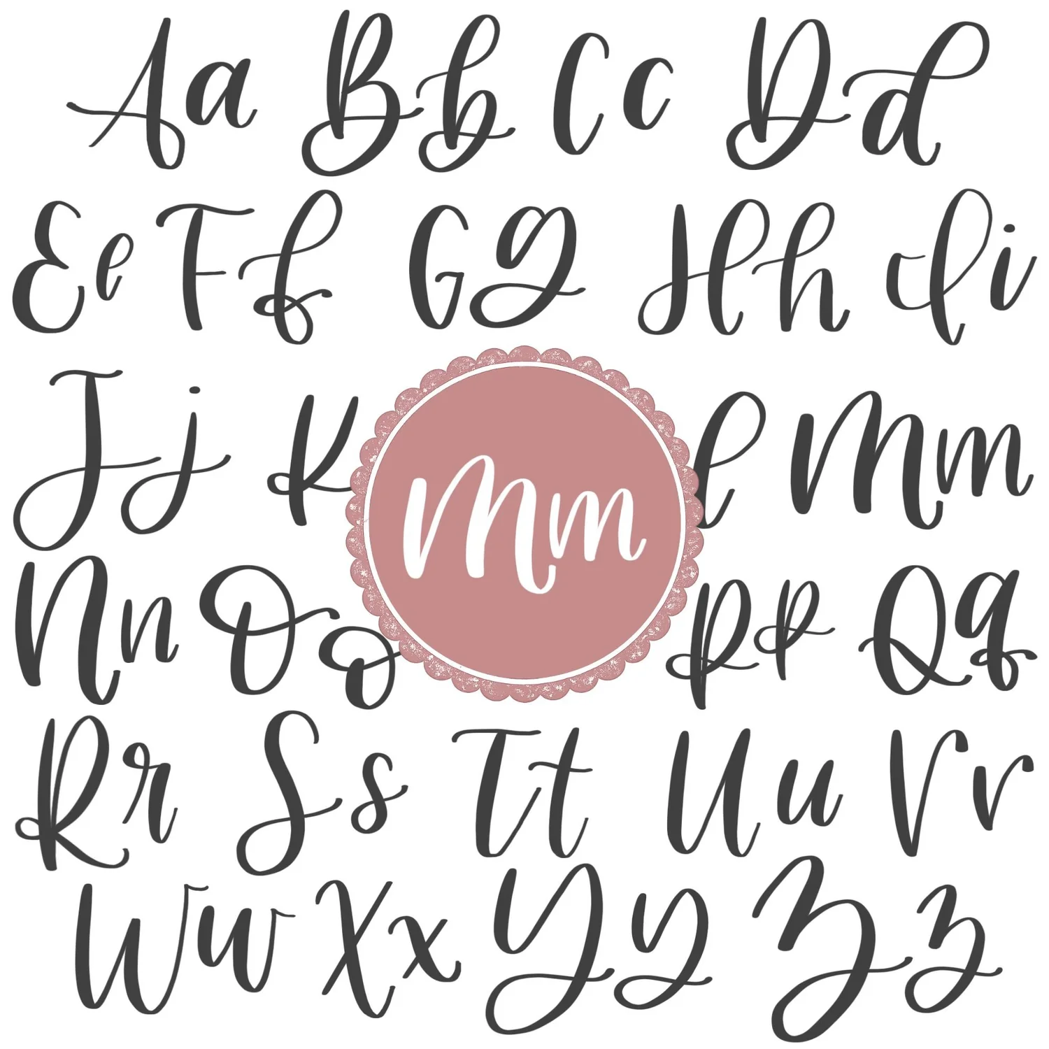 Calligraphy M: Uppercase, Lowercase, Strokes & Practice