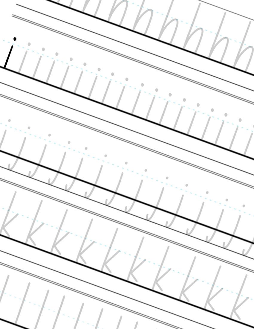 H-I-J-K-L Clean Monoline Worksheets