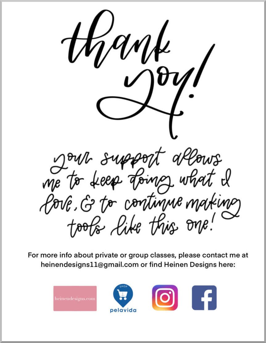 Heinen Designs Lettering Thank You Page