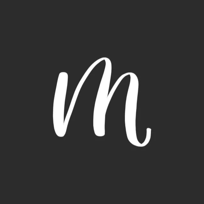 Uppercase Brush Letter M White on Black