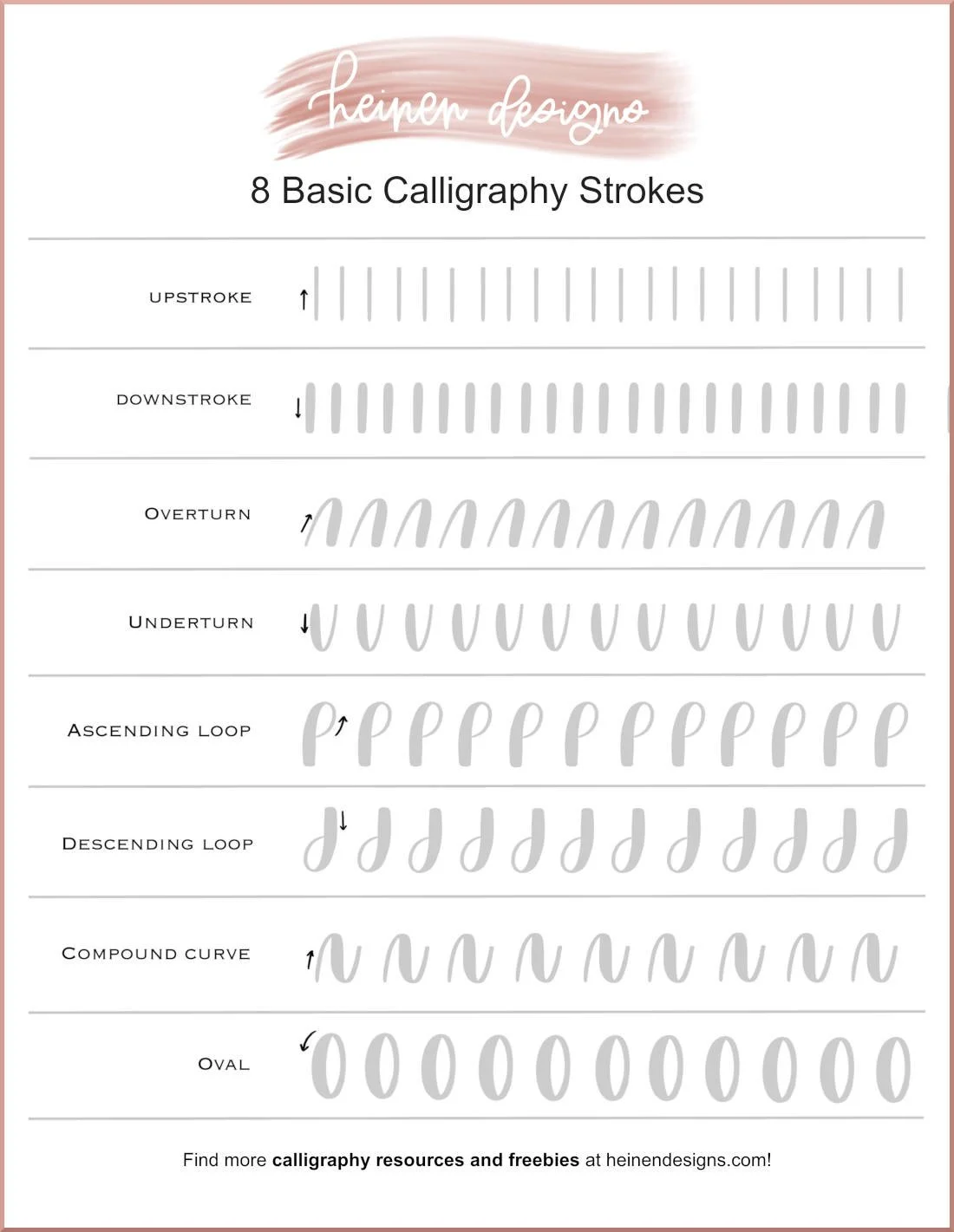 Free Beginner Calligraphy Strokes Download