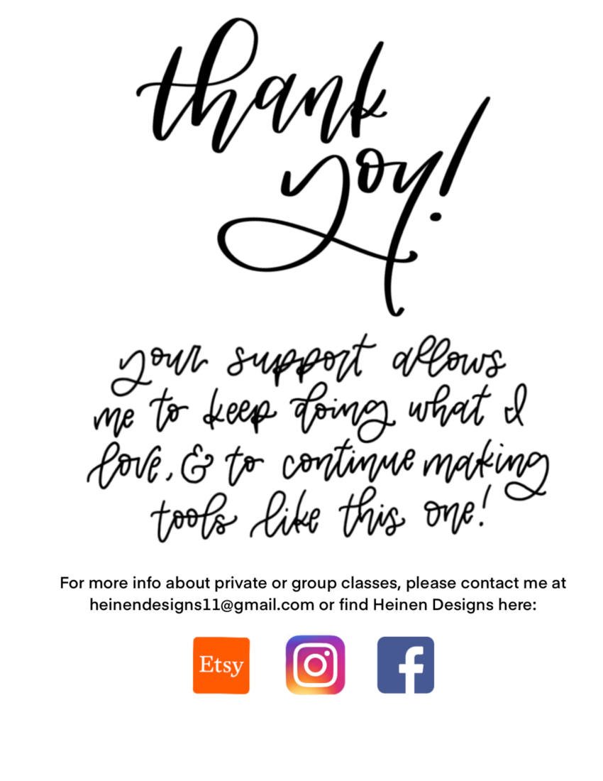 Heinen Designs Drop-Kick Alphabet Thank You Page