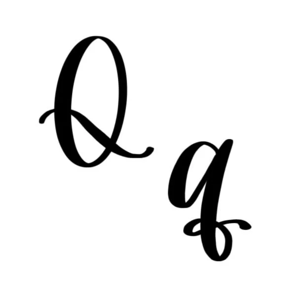 Calligraphy Letter Q Upper Lowercase