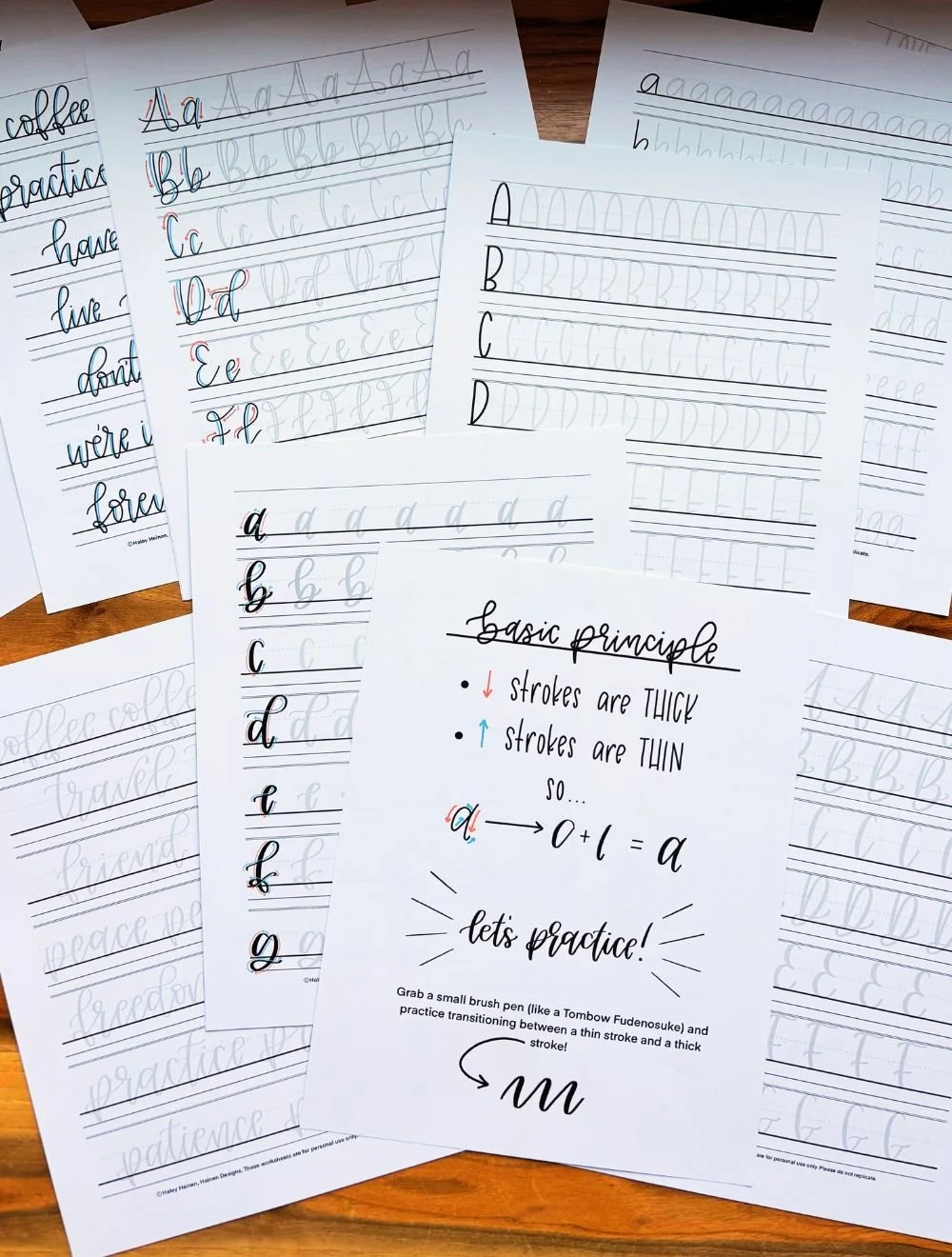 Hand-Lettering Starter Pack: 5 Beginner Fonts + 68 Printable Practice Pages