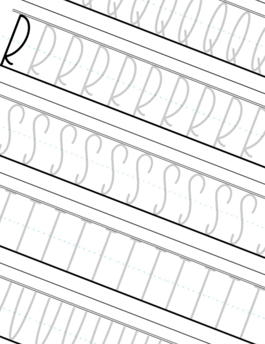 Q-R-S-T-U Thin Tall Hand-Letters Sheet