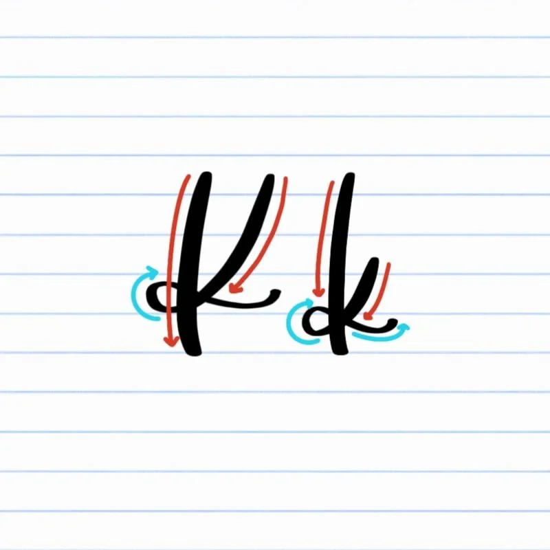 K Letering Calligraphy K: Uppercase, Lowercase, Strokes & Practice