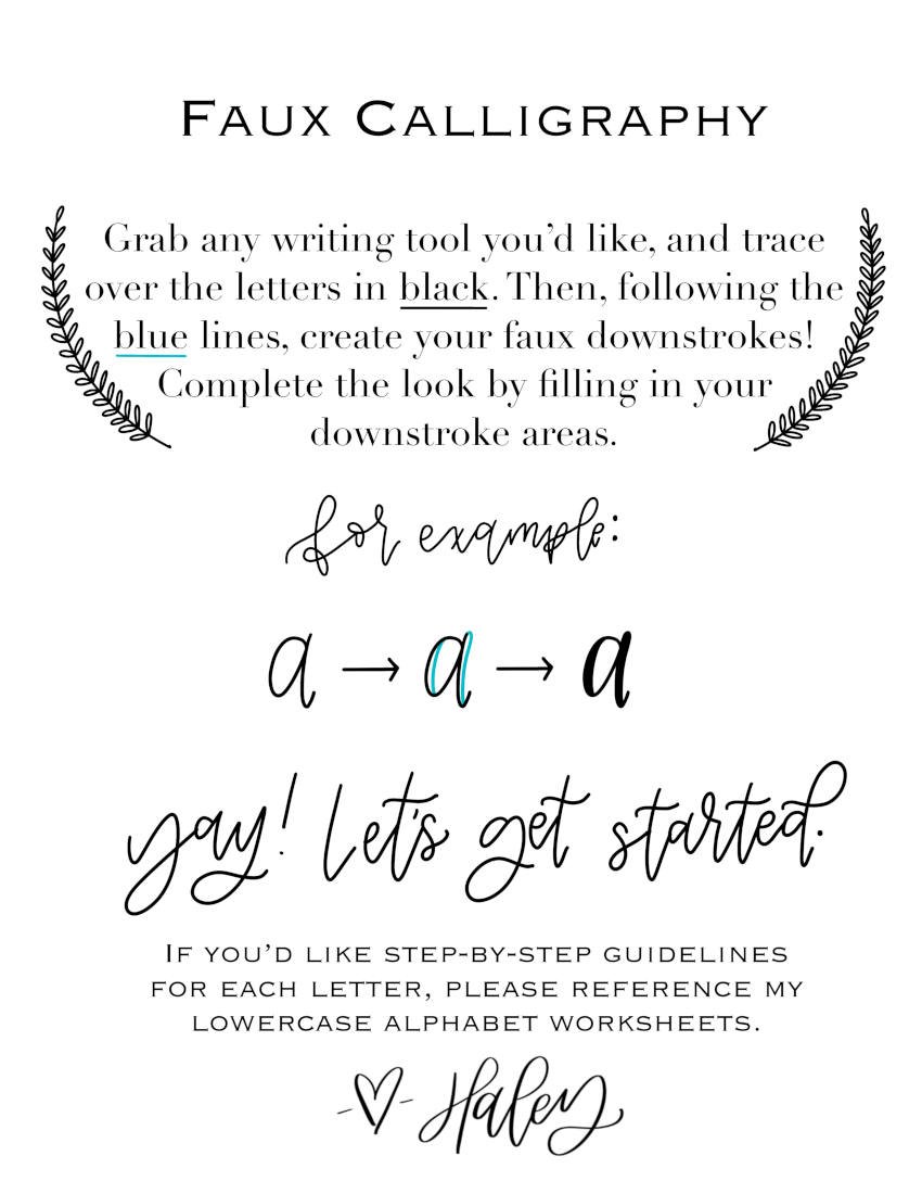 Faux Calligraphy How-to Page Heinen Designs