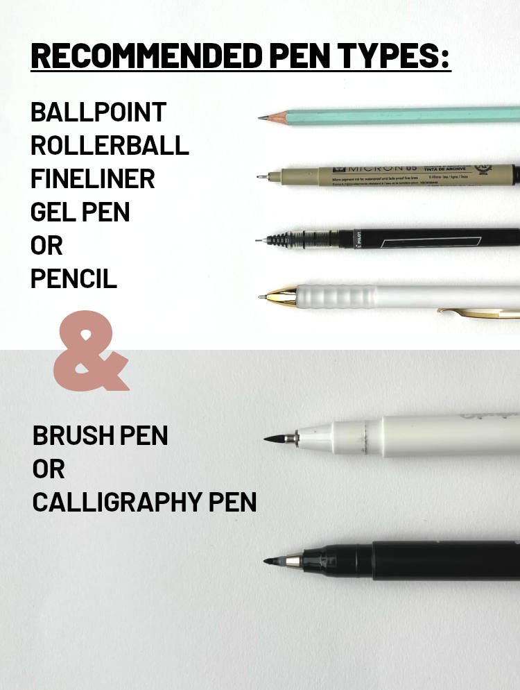 Recommended Pen Types for Monoline and Brush Lettering