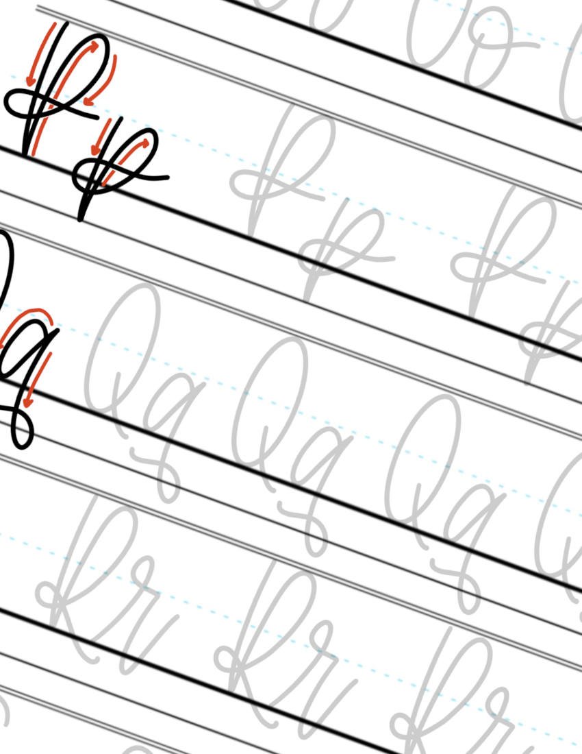P-Q-R Monoline Calligraphy Practice Sheet
