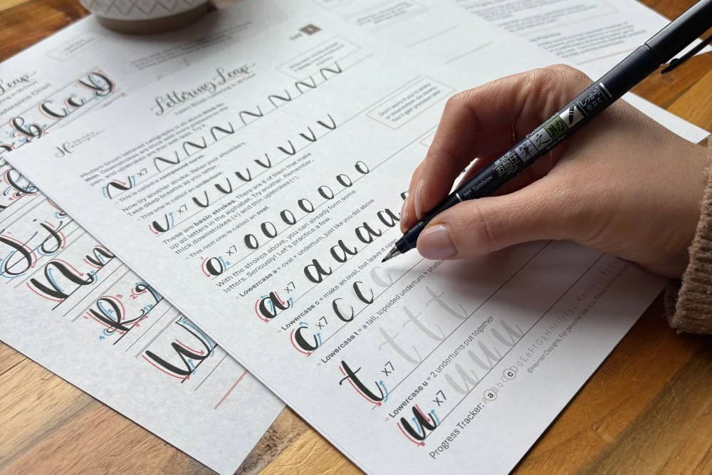 Expressive Lettering For Coursework Brush Lettering Practice Sheets