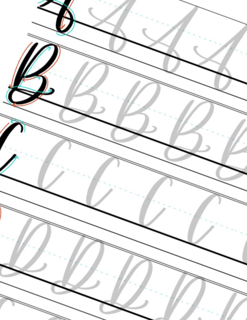 A-B-C-D Capital Calligraphy Tracing Letters