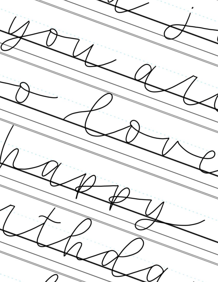 Stretched Out Calligraphy Practice Words Set