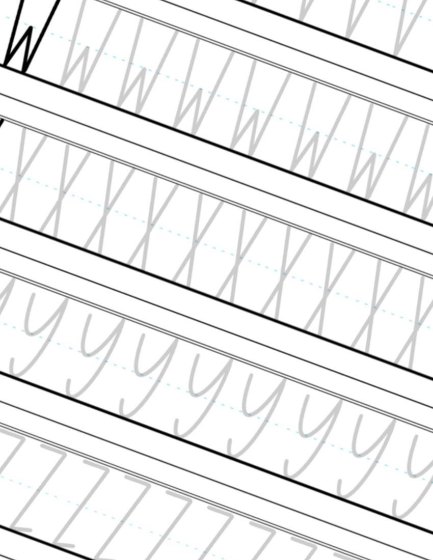 W-X-Y-Z Tall Thin Letters Practice Sheet