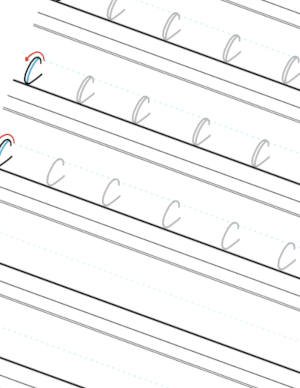 Faux Calligraphy Book Lowercase Letter c Page