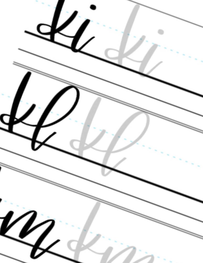 Lowercase Calligraphy Printable Letter Pairs KI KL