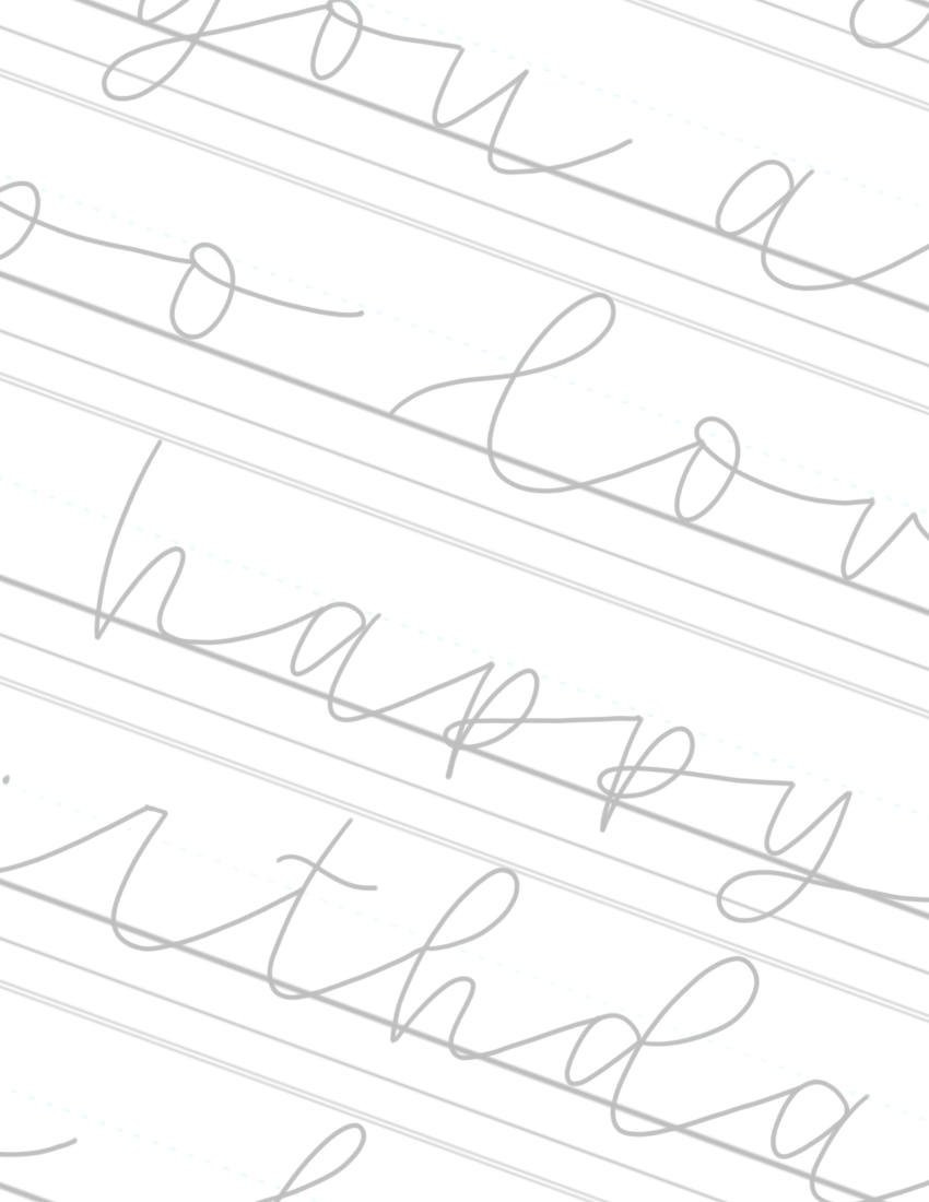 Practice Words Stretchy Monoline Calligraphy Sheet