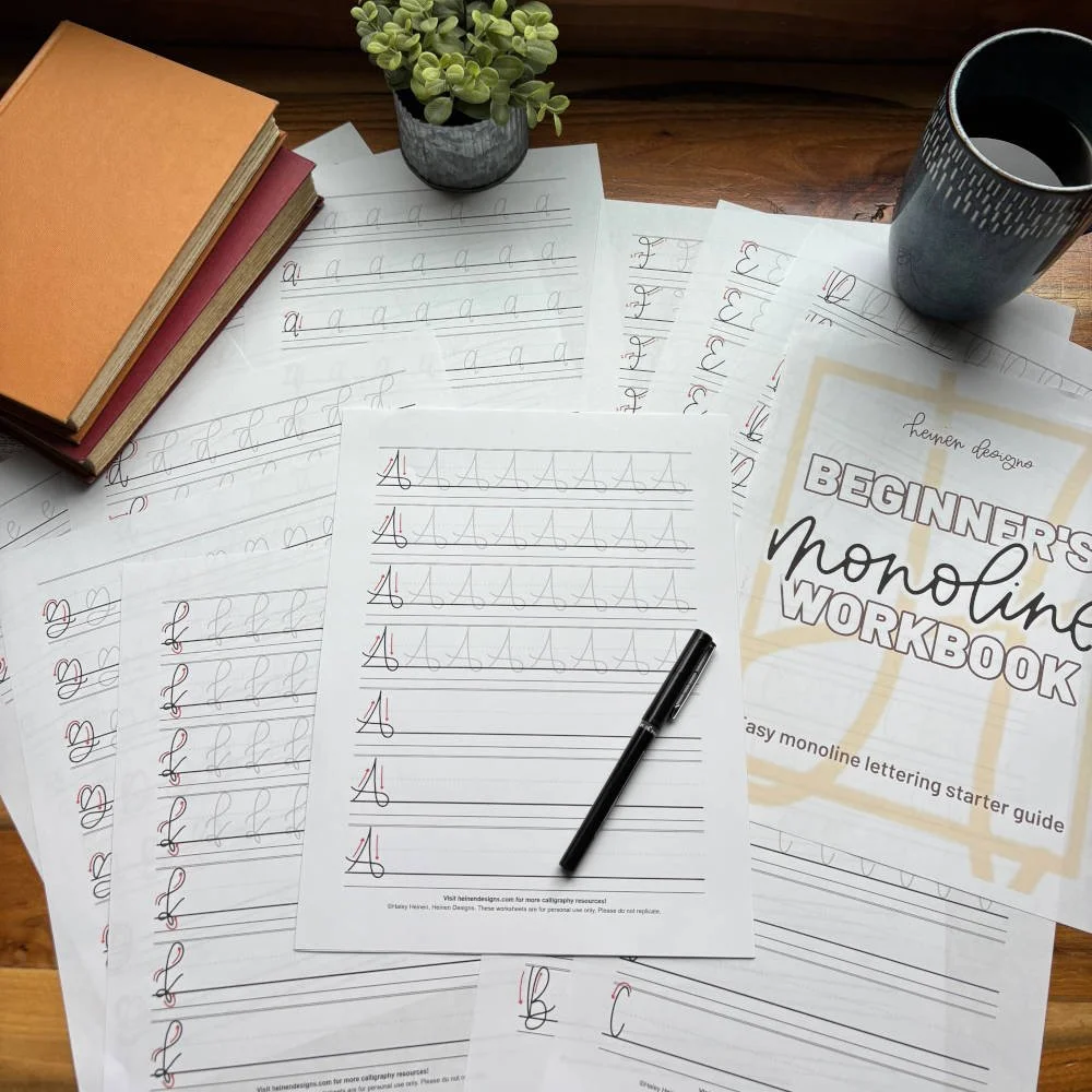 Monoline - Beginner's Workbook - Easy Lettering Starter Guide - PDF Download