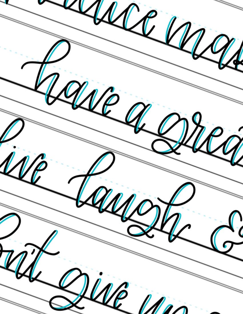 Faux Calligraphy Words Practice