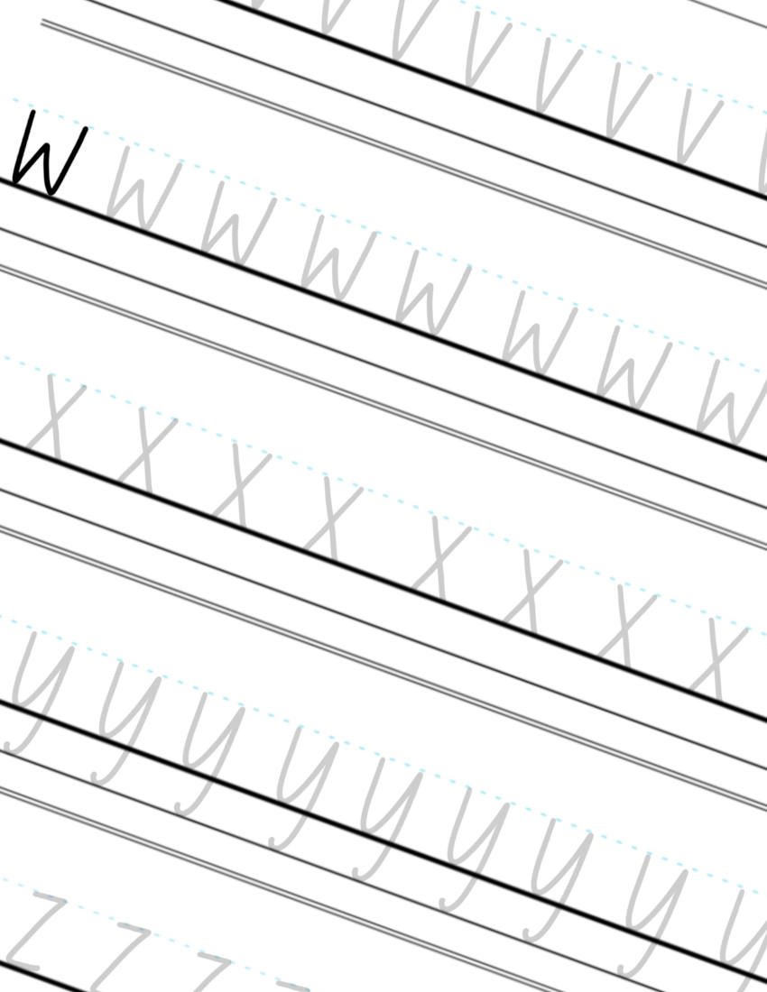 V-W-X-Y-Z Clean Simple Hand-Letters Script