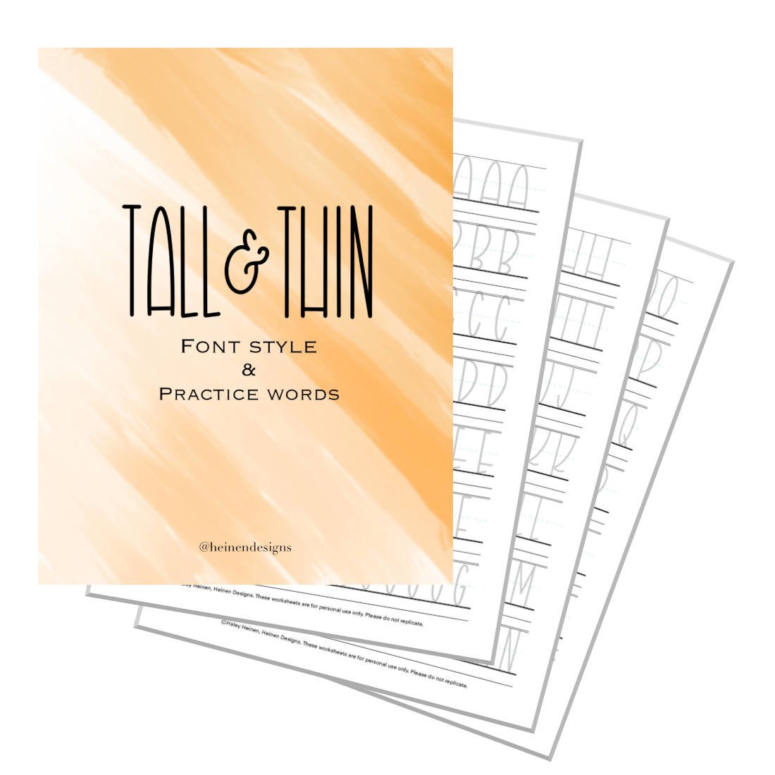 Tall and Thin Worksheets for Calligraphy