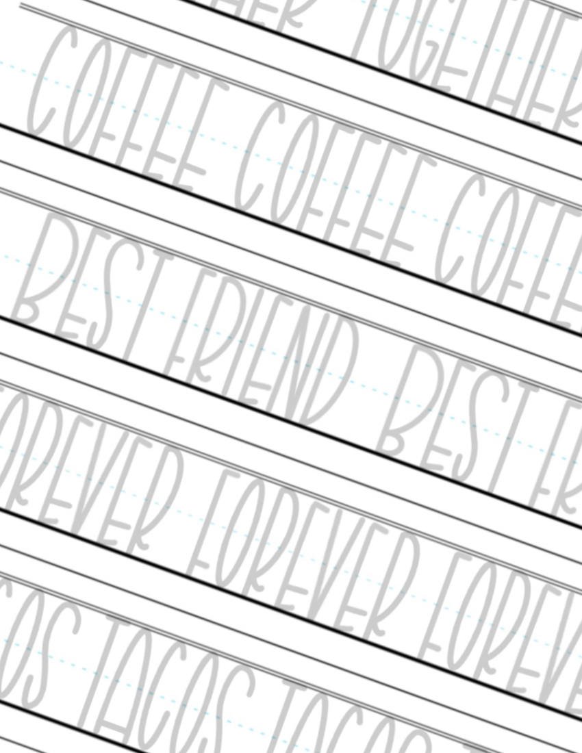 Tall Thin Calligraphy Word Practice Coffee Friend Forever