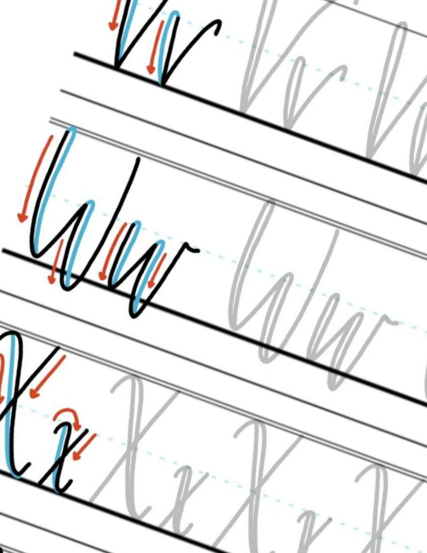 Faux Calligraphy Lettering Print-Out V-W-X