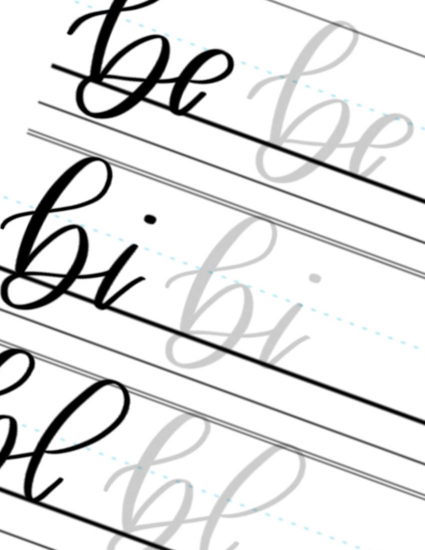 Lowercase Calligraphy Printable Letter Pairs BE BI