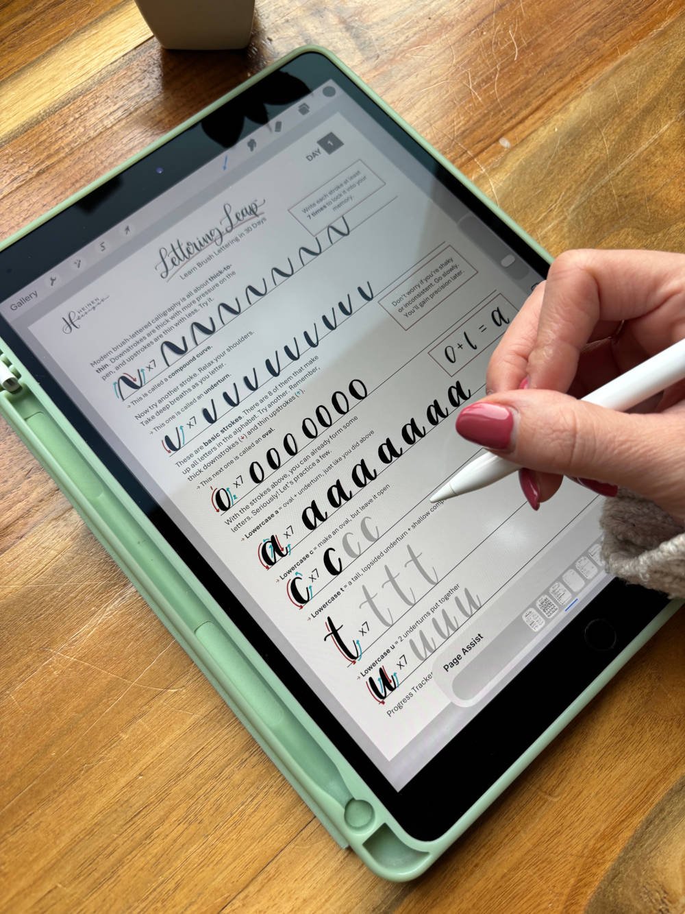 Practicing Digital Calligraphy Alphabet iPad