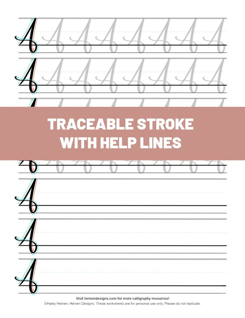 Traceable Strokes Calligraphy Letter A