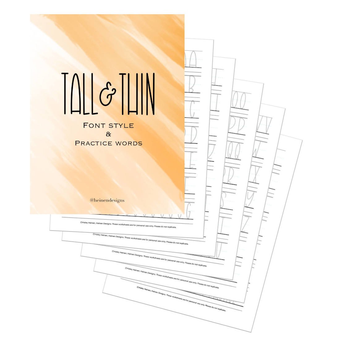 Tall Thin Lettering Worksheet Packet
