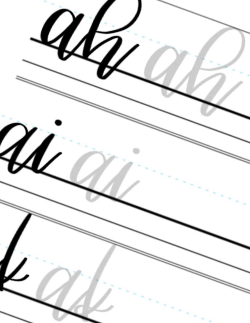 Lowercase Calligraphy Printable Letter Pairs AH AI