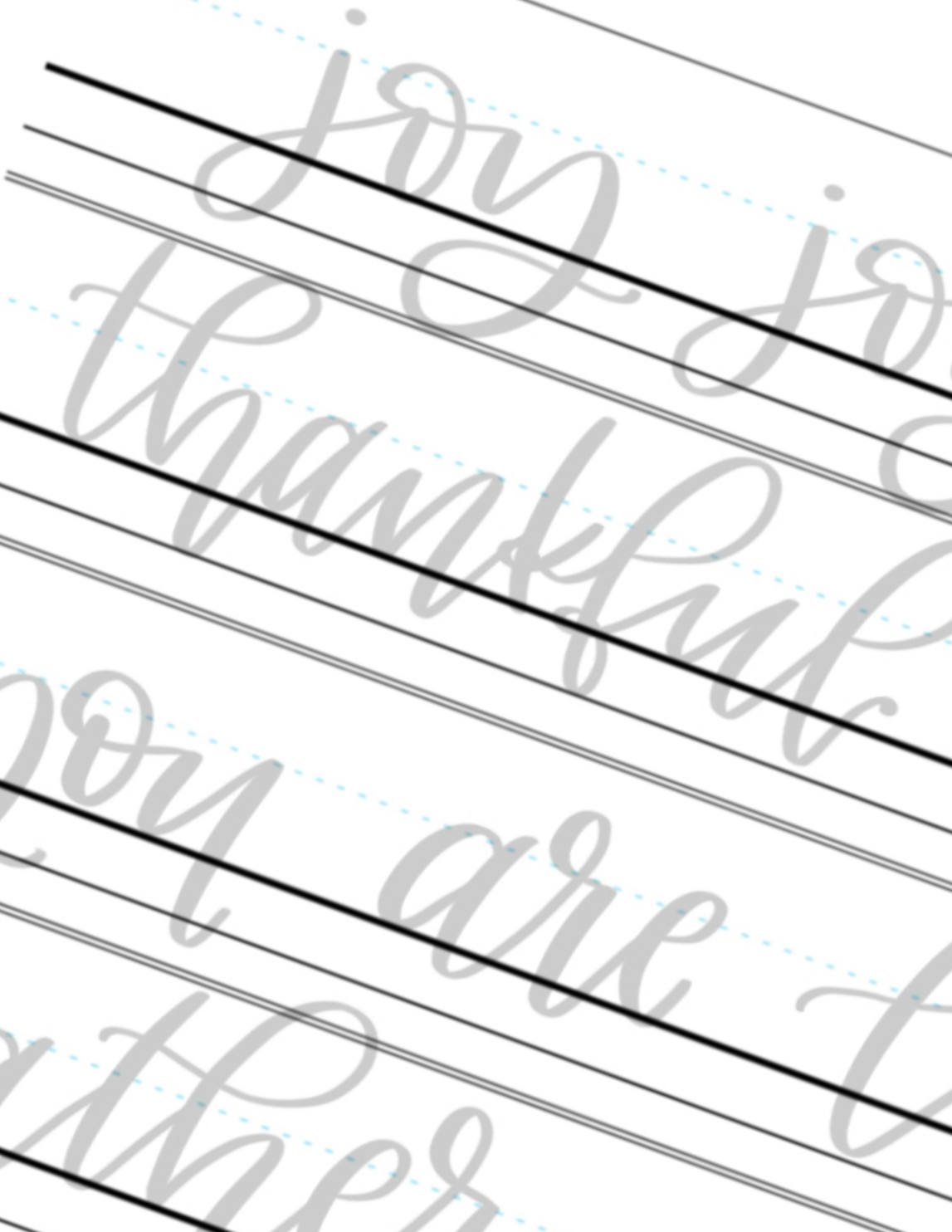 Upper and Lowercase Calligraphy Practice Words Joy Thankful