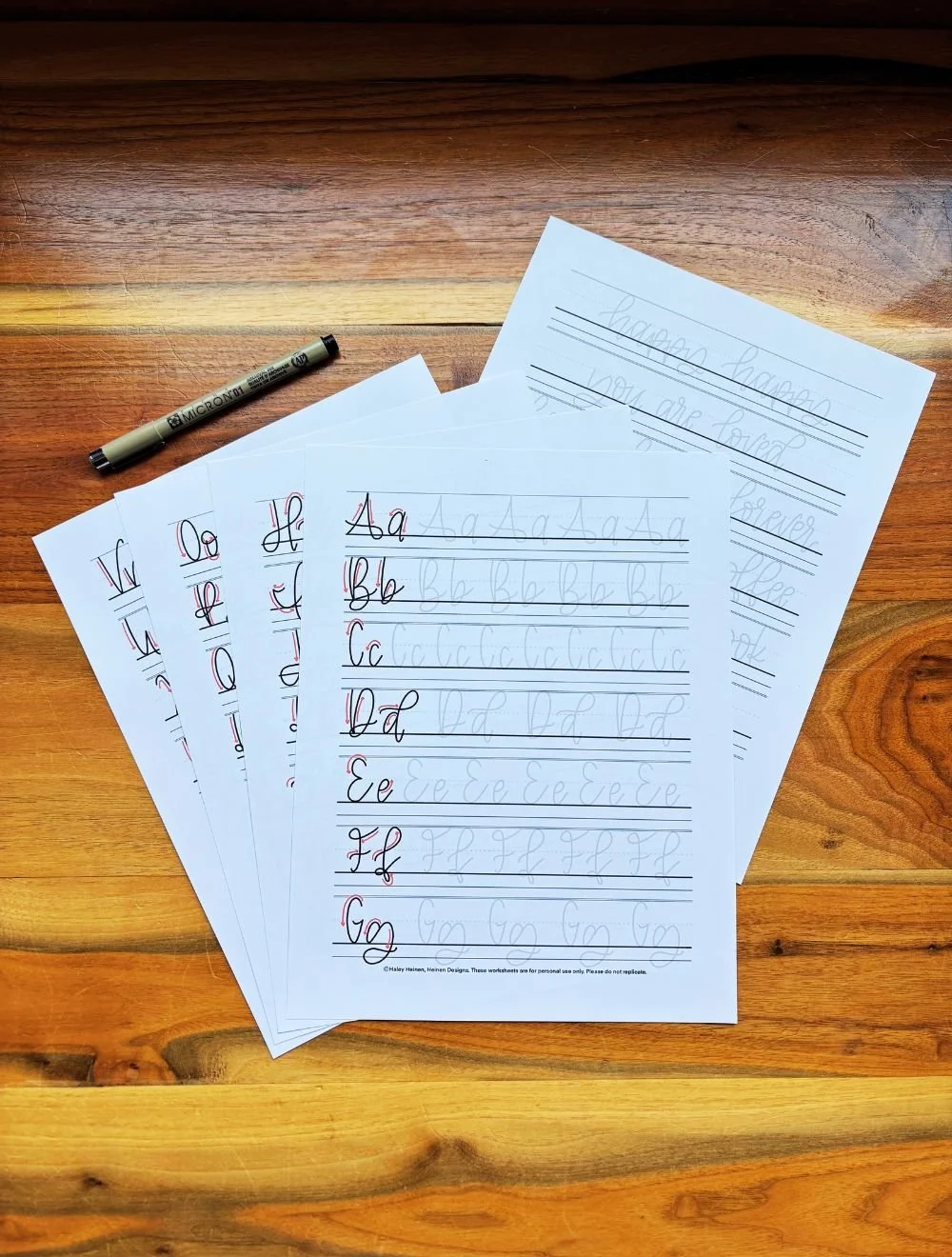 Monoline Lettering Worksheets