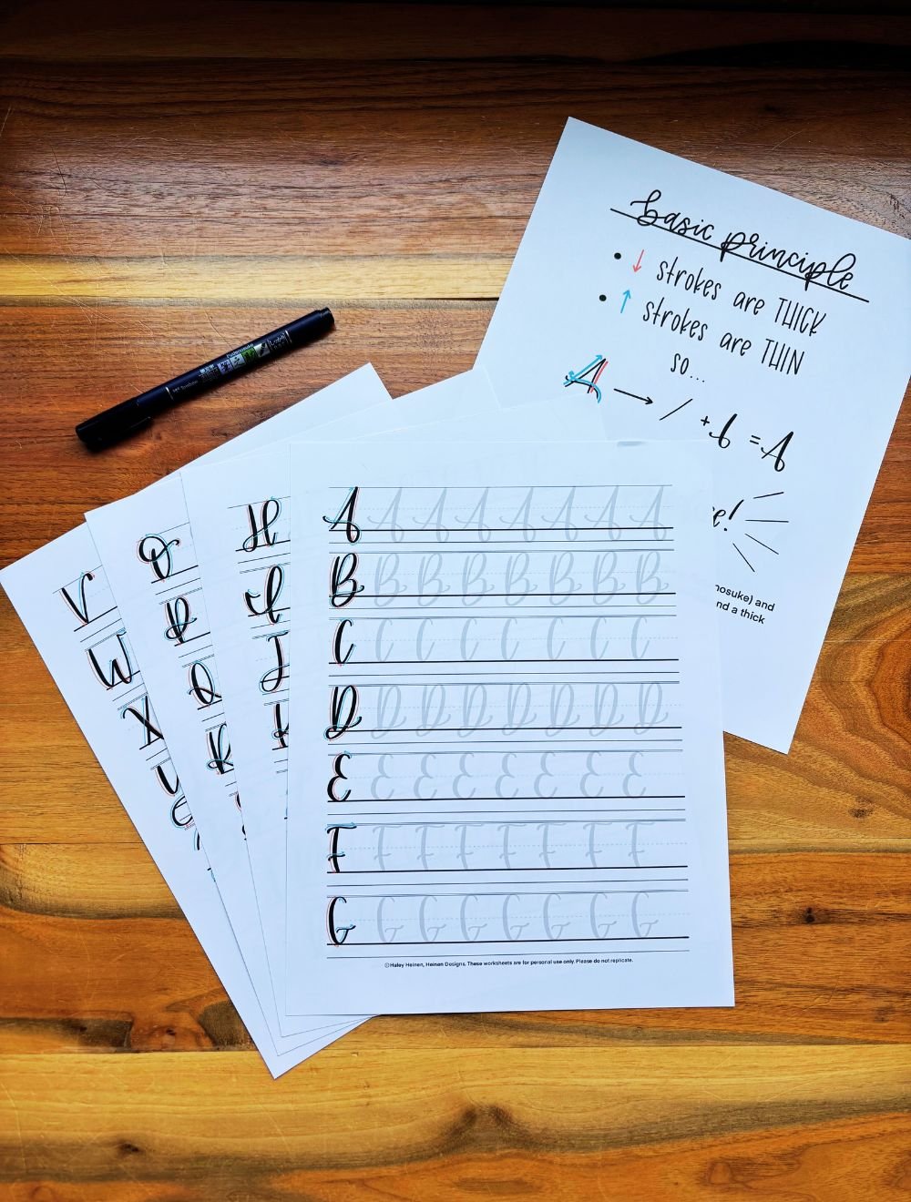 Uppercase Brush Lettering Worksheets