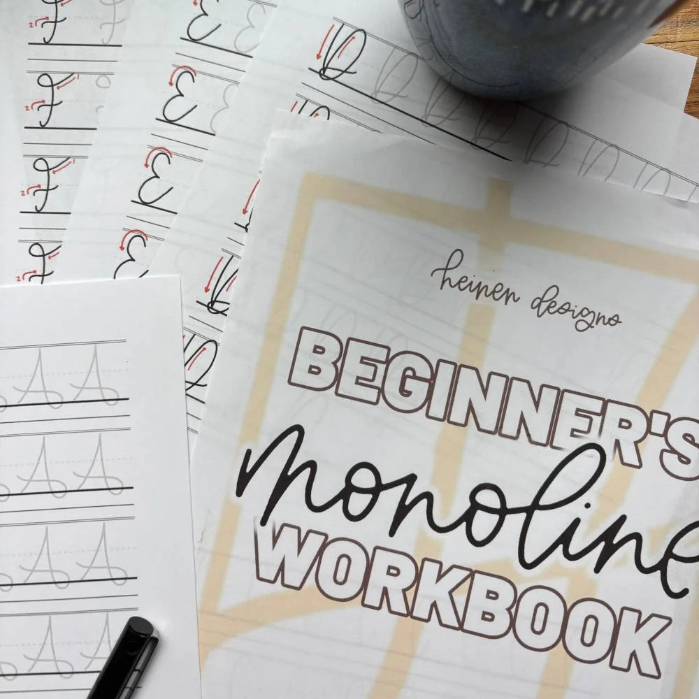 Heinen Designs Monoline Lettering Worksheets