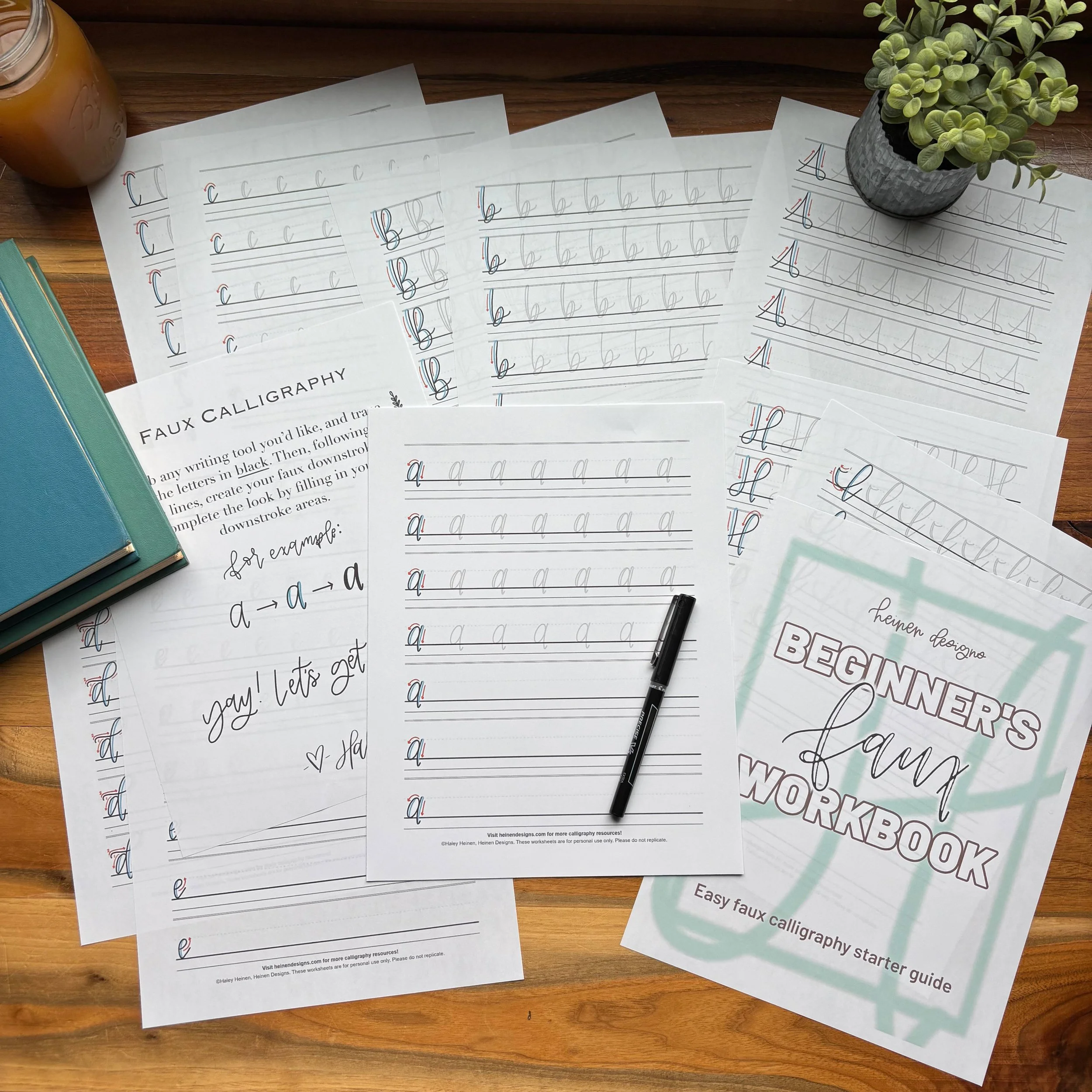 Faux - Beginner's Workbook - Easy Calligraphy Starter Guide eBook - PDF Download